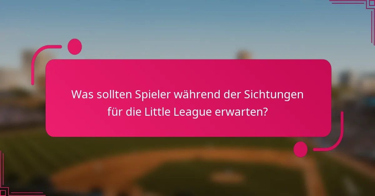 Was sollten Spieler während der Sichtungen für die Little League erwarten?