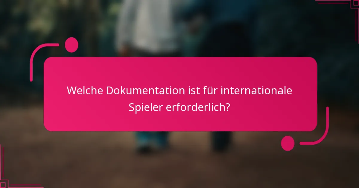 Welche Dokumentation ist für internationale Spieler erforderlich?