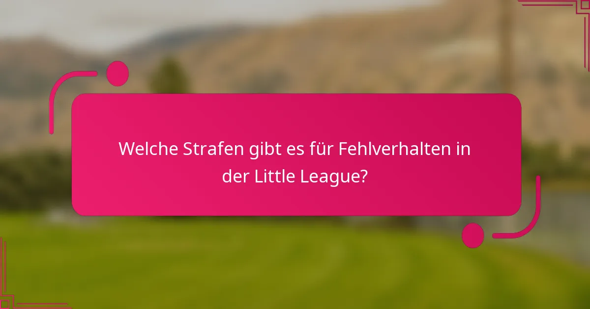 Welche Strafen gibt es für Fehlverhalten in der Little League?