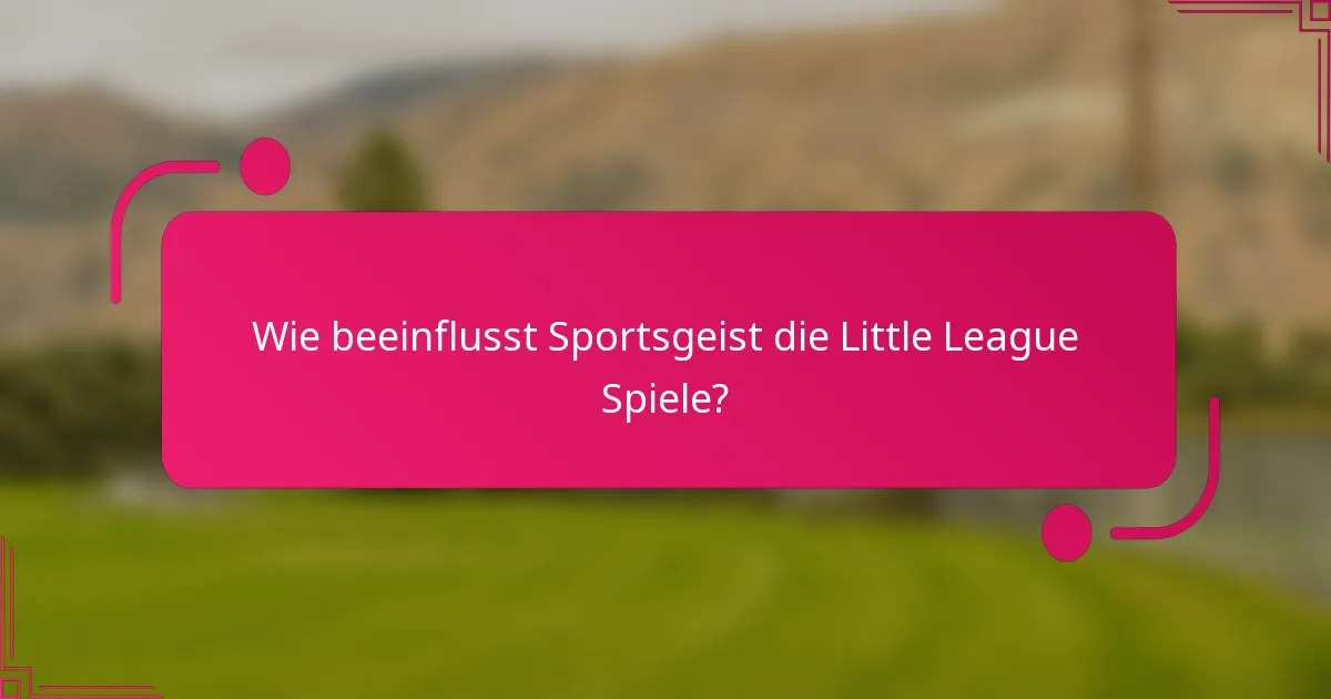 Wie beeinflusst Sportsgeist die Little League Spiele?